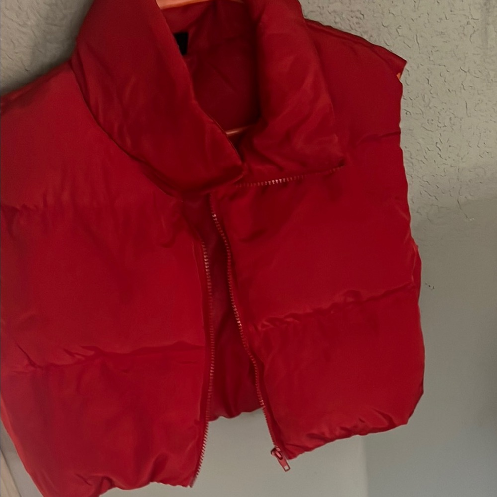 Women's Red Puffer Vest